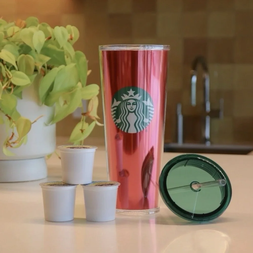 Starbucks Limited‎ Edition 24oz Double Wall Tumbler Cold To Go Cup Coffee Bundle